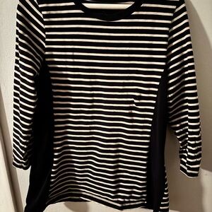 Black and White Striped Long Sleeve Top